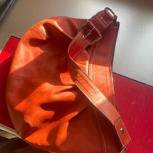 orange, coach, leather, good condition